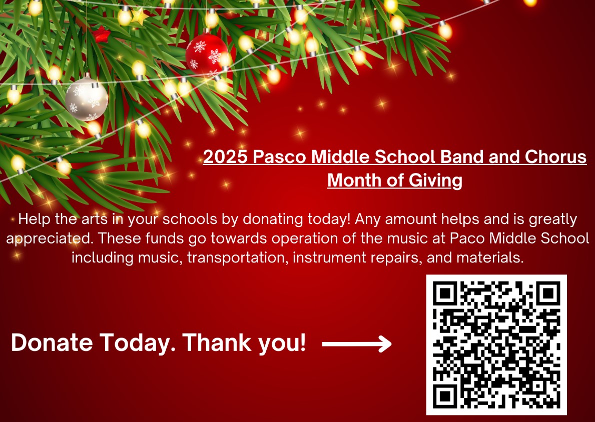 2025 Pasco Middle School Band and Chorus Month of Giving